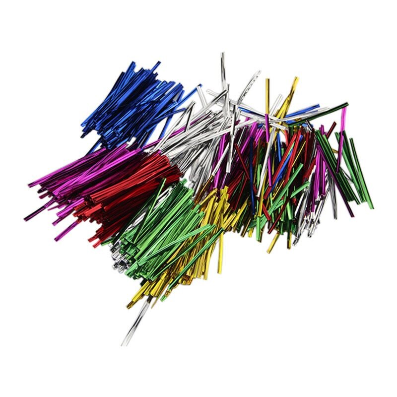 800 teile/paket Draht Metallic Twist Krawatten Für Cello Candy Tasche Stahl Backen Verpackung Ligation Lutscher Dessert Dicht Twist Krawatte