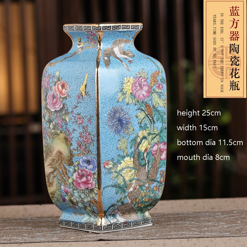 Jingdezhen porcelæn vase veranda ornamenter antik officiel emalje porcelæn antik samling firkantet vase: D