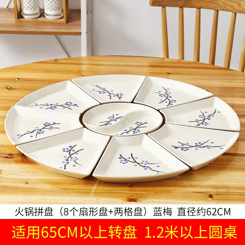 Reunion Platter Family Dinner Plates Hotel Seafood Ceramic Platter Brine Pendulum Plate Combination Box Plate Sets Dishes: Lan Mei platter A