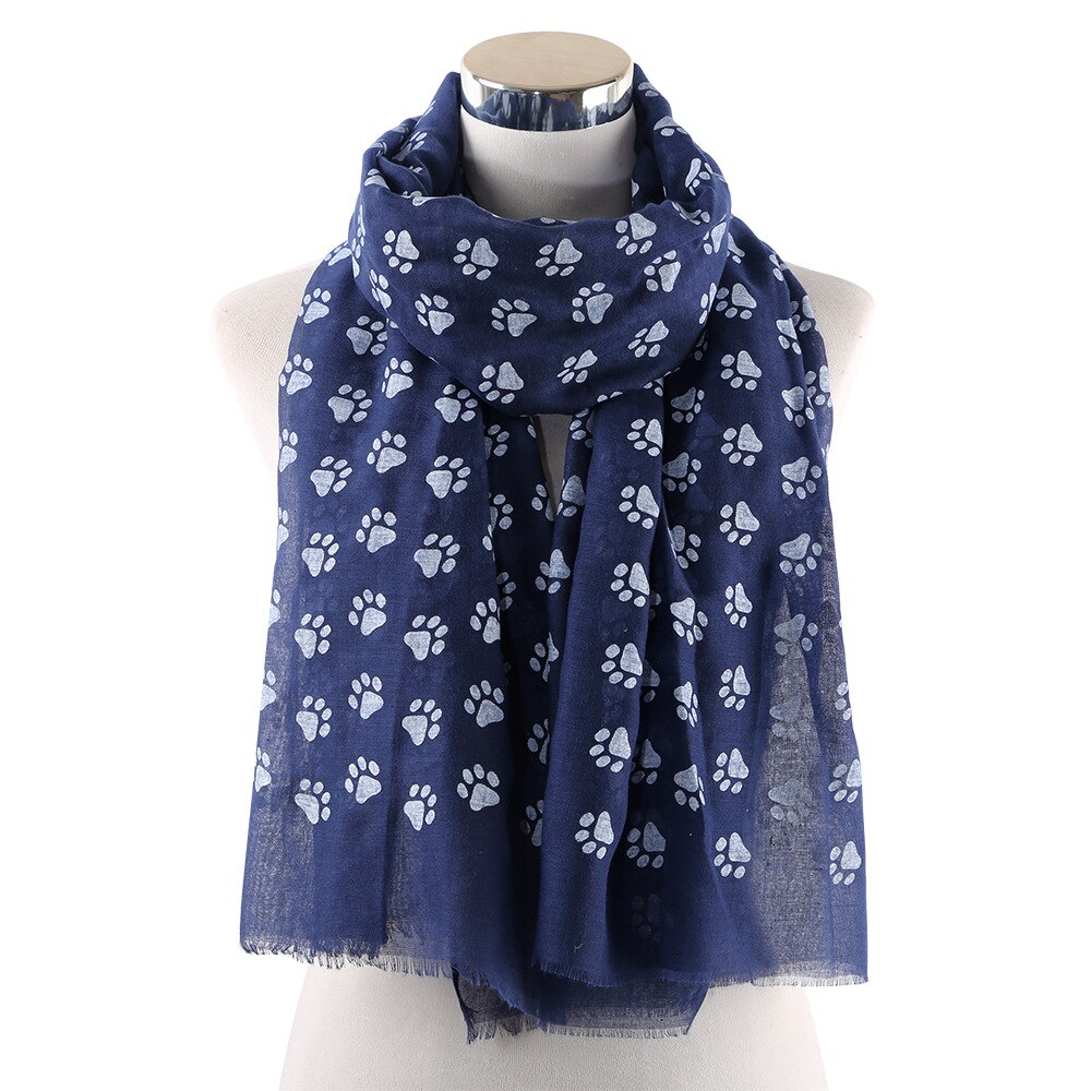 mignon chien patte écharpe femmes chien pas imprimé châle pour chien amoureux printemps hiver enveloppement doux Souvenir 90x180cm: Bleu