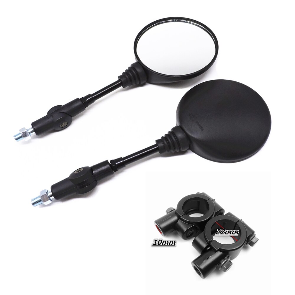 Sort universal anti-fald folde rundt spejl motorcykel sidespejle scooter e-cykel bakspejle bagside spejl 10mm: D