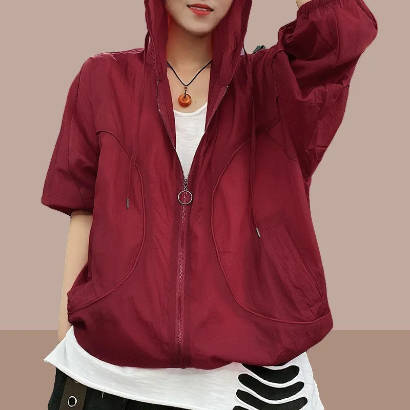 Verão nova moda feminina jaqueta praia fina protetor solar casaco de proteção uv 2023 feminino manga longa com capuz jaquetas outerwear topos