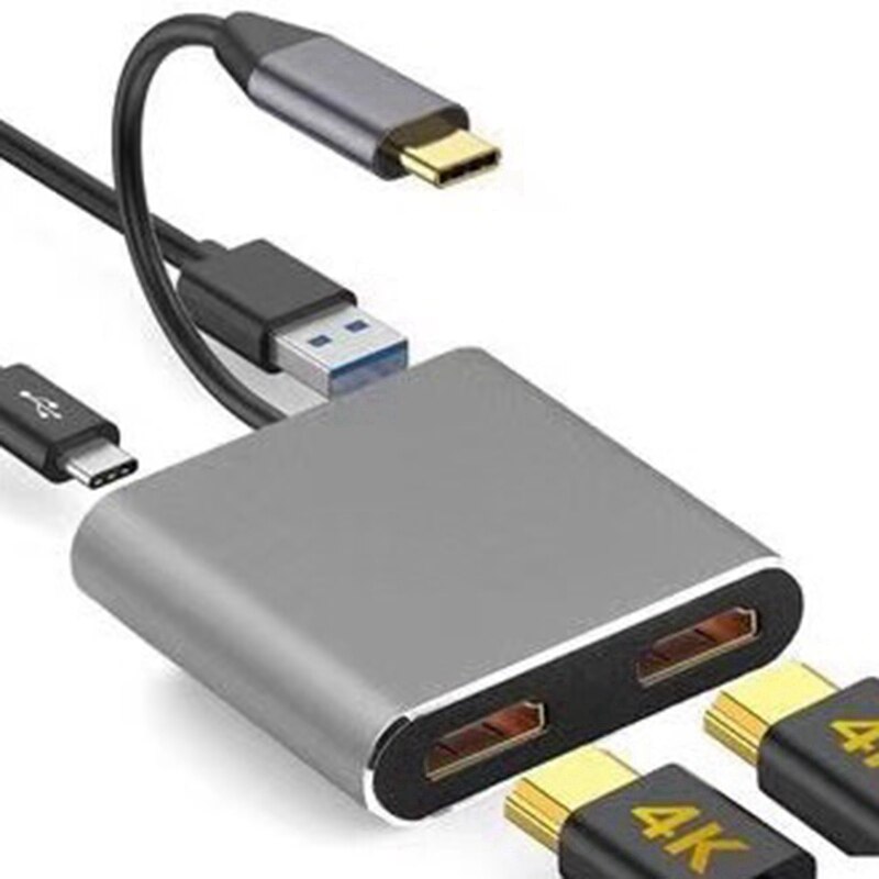 Vier-In-een Docking Station, 4K Usb C Naar Dual Hdmi USB3.0 Pd Poort Opladen USB-C Converter Kabel Voor Samsung
