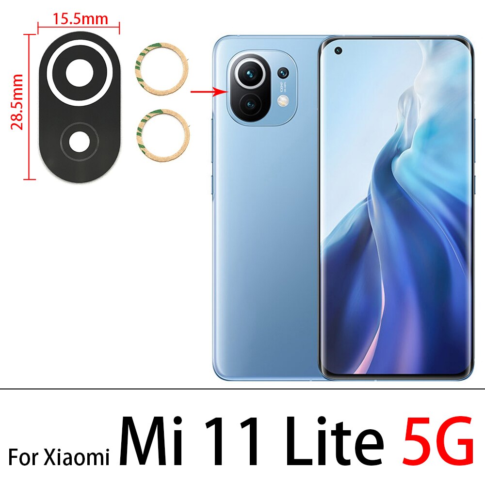 2Pcs Rear Camera Glass Lens with Glue Replacement Repair For Xiaomi Mi 10T 11 Lite 5G 11 10 Ultra 11T Pro Camera Glass Lens: Mi 11 Lite 5G
