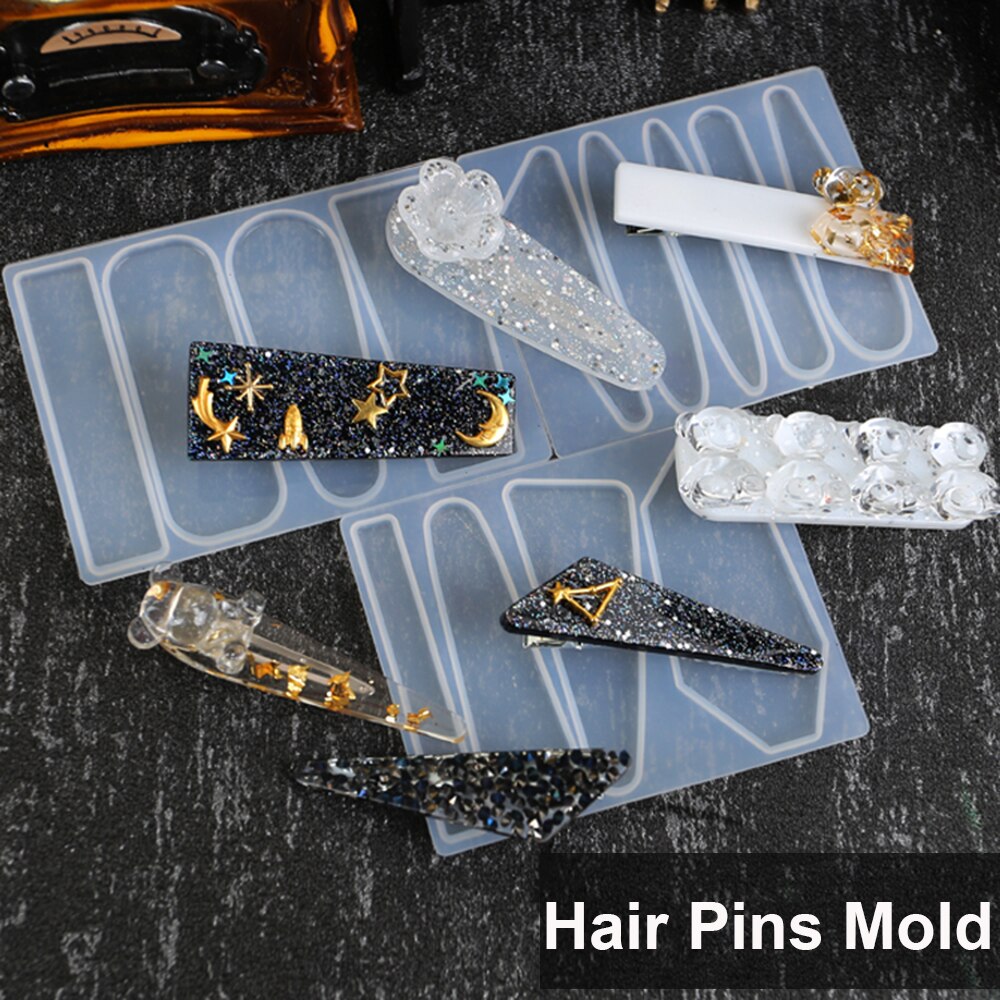 Girl Cute Hair Pin Mold UV Resin Molds DIY Geometric hairpin Molds Handcraft Silicone Mold Resin Jewelry Molds