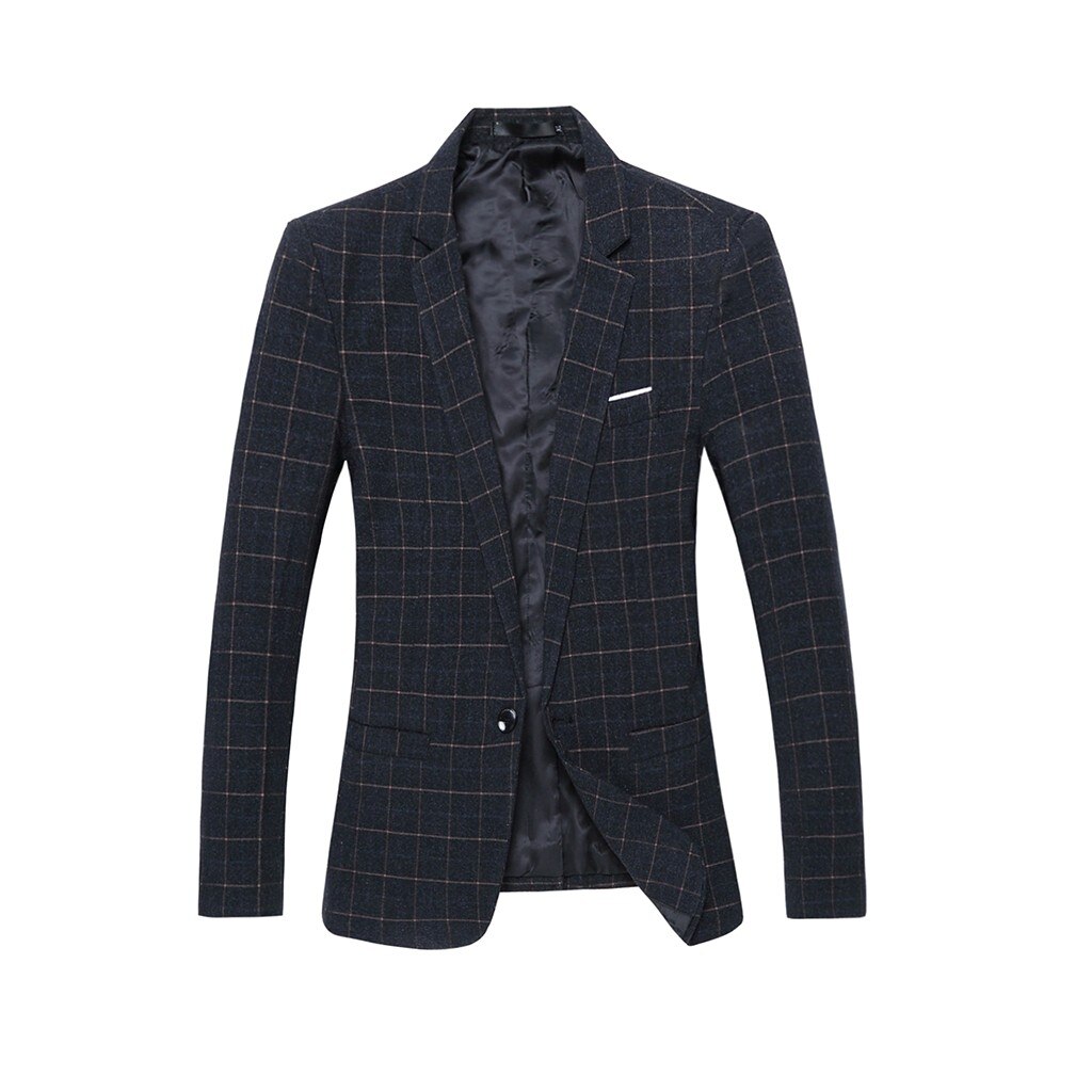 Suit Men's Style One Button For Self-Cultivation Business Coat costume homme traje hombre: Black / XL