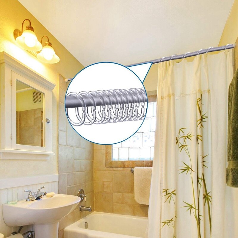 30 Pack Shower Curtain Rings Curtain C Rings Hook Hanger Bath Drape Loop Clip Glide (Clear)