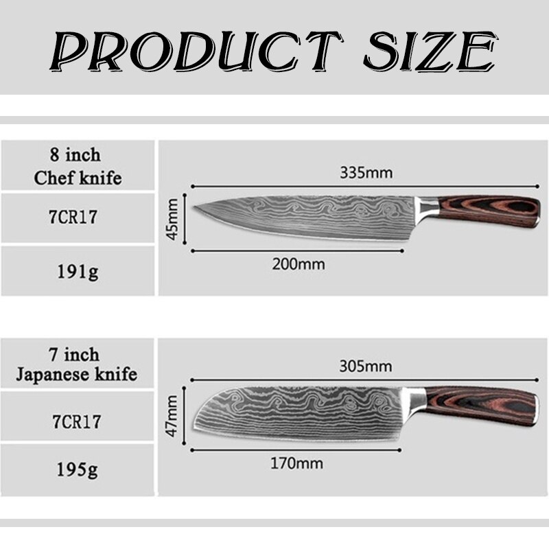 Juego de cuchillos de cocina Santoku para Chef, herramientas de pelado japonés para carne, frutas, pescado y verduras, cuchillas de acero inoxidable, 4 piezas