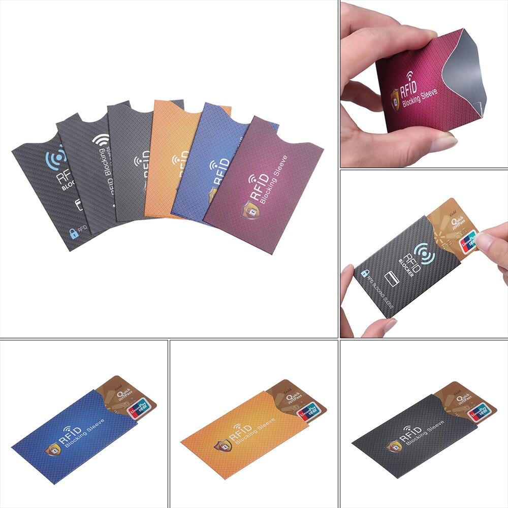 porte-monnaie Anti RFID, 5 pièces, serrure à manches, couvercles de Protection pour carte bancaire