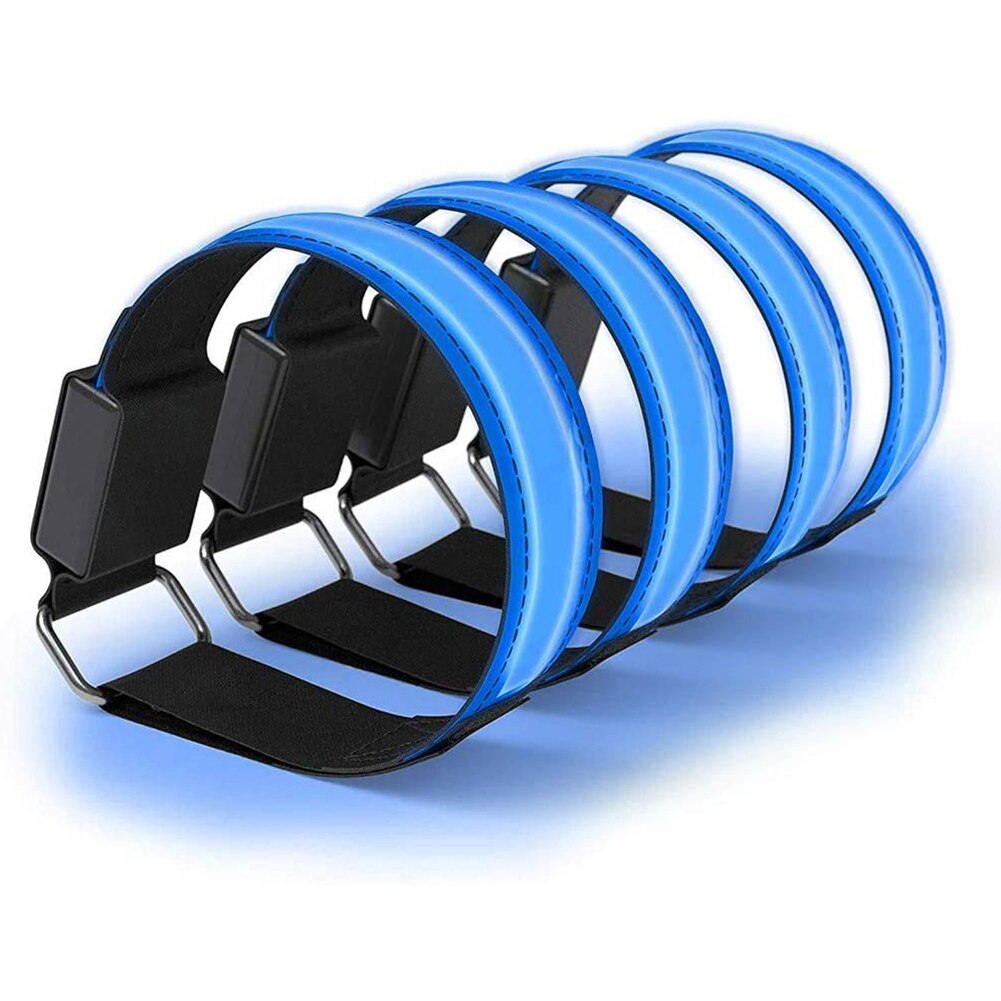 Brazalete LED para correr para mujer, pulsera reflectante, accesorios para corredores, botón para correr, batería, naranja, 4 Uds.: Blue