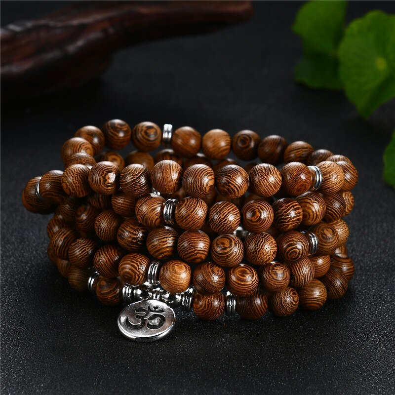 Wwlb prijs natuurlijke sandelhout mannen om lotus sieraden gebed pulsera hombre houten kralen rozenkrans armband voor vrouwen: Om