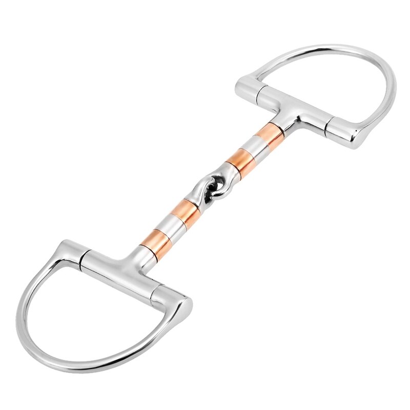 Equestrian Horse Mouth Bit Stainless Steel Horse Mouth Piece Snaffle Double Jointed Bit Horse Racing Accessory: Default Title