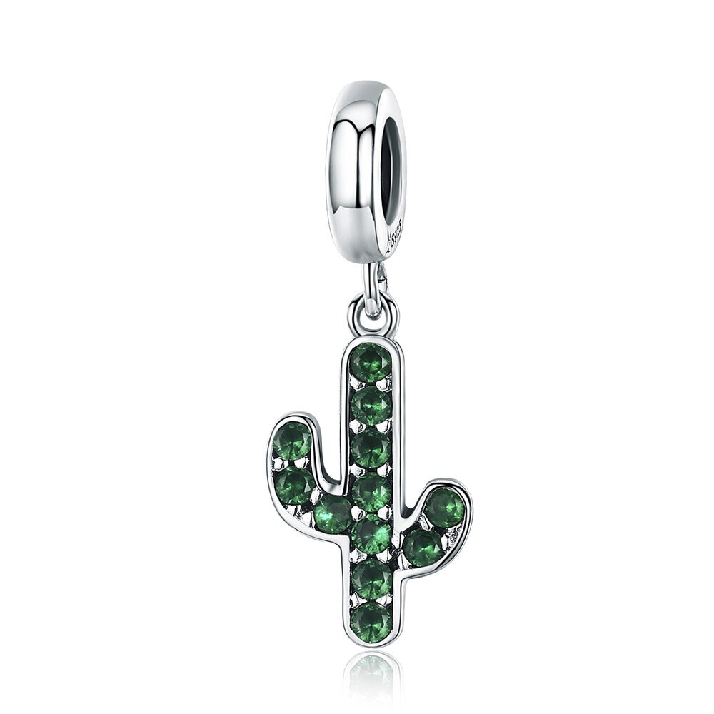 Cactus charme 925 prata esterlina cz unicórnio coração arco-íris garrafa encantos cactus charme ajuste encantos pulseira prata 925 jóias finas: ECC515