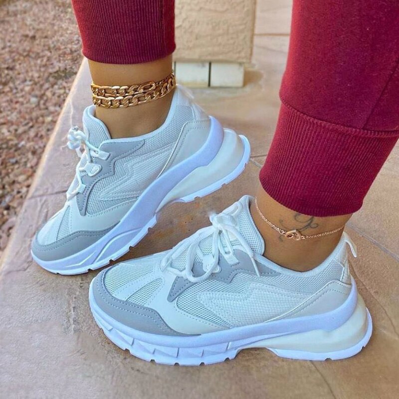 Gemengde Kleuren Dames Platte Platform Lace Up Schoenen Vrouwen Casual Flats Lente Herfst Sneakers Big Size 43 Brand