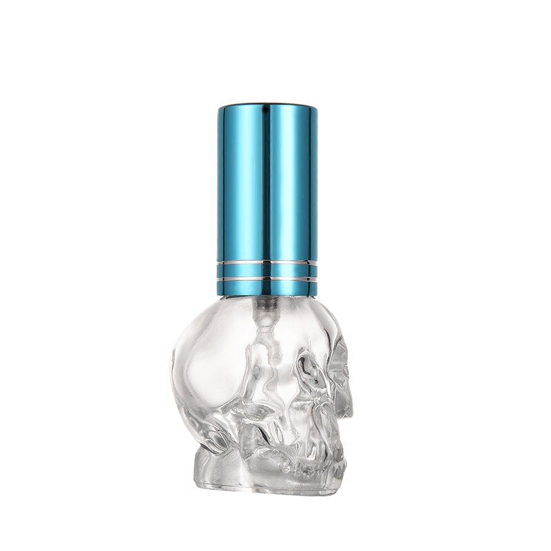Nbyaïque tête de crâne fendu bouteille vide bouteille en verre parfum en vrac bouteille vide 8ML verre vaporisateur parfum bouteille vide: sky blue