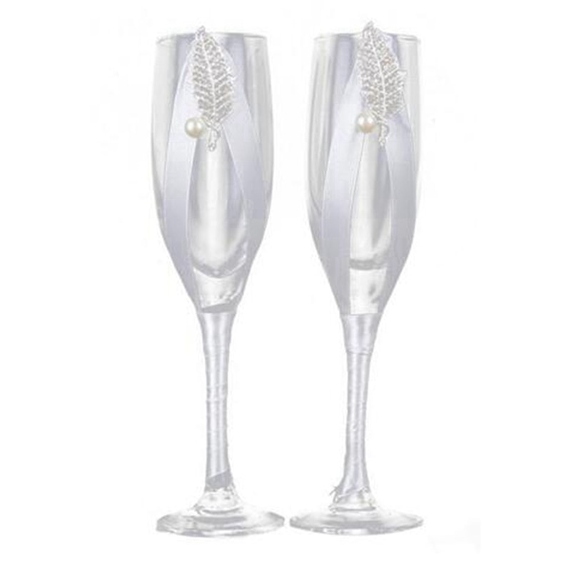 2Pc/Set Bridal and Groom Champagne Flutes Wedding Glasses Set Cup Toasting Goblet for Weddings Party