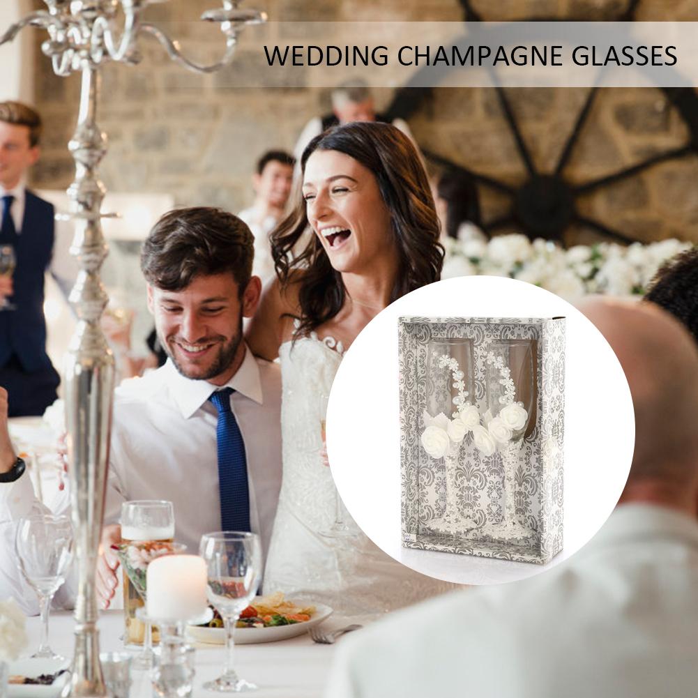 2pcs Wedding Champagne Glasses Bride Groom Wedding Toasting Glasses Drinking Glasses Engraved Heart Wine Glasses Wedding