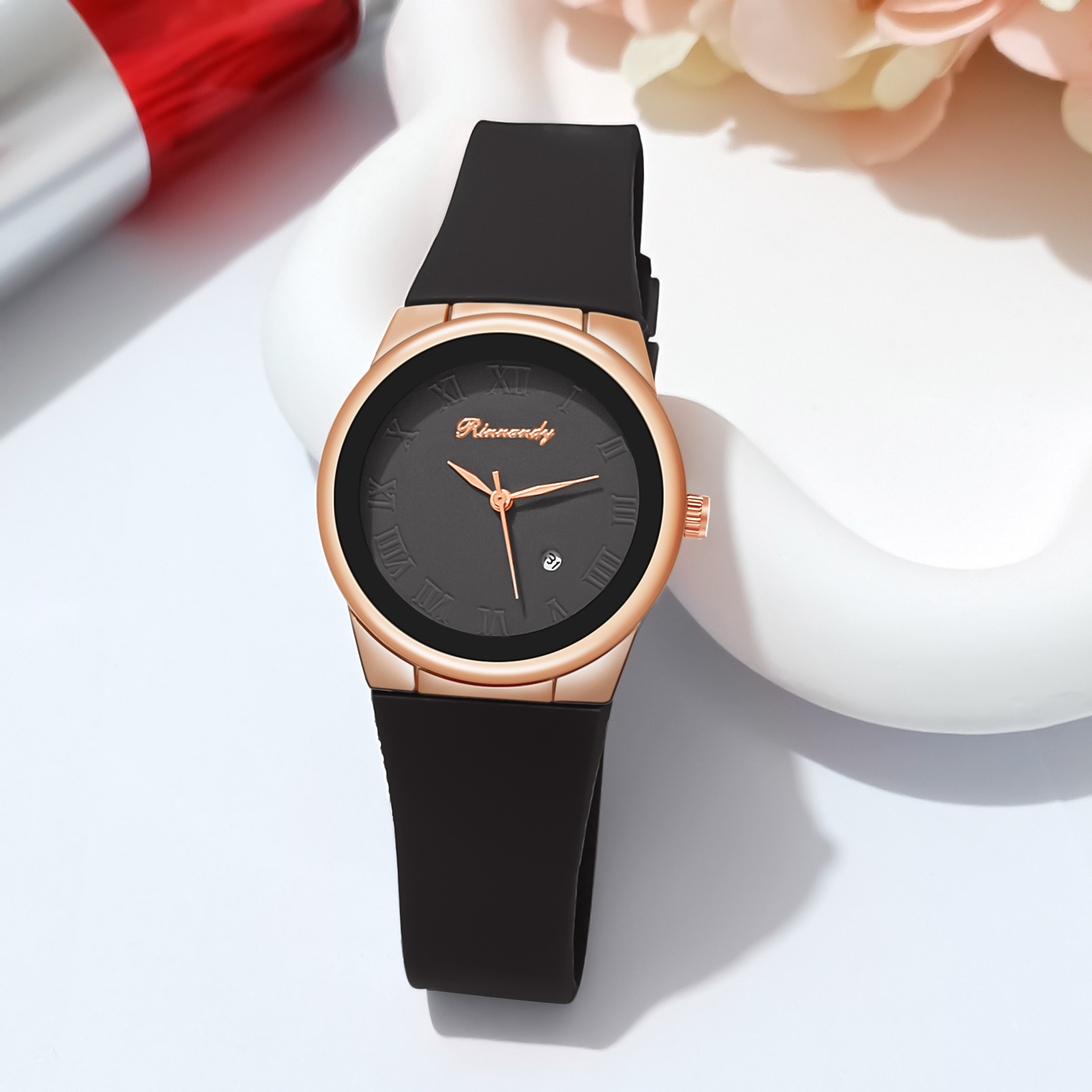 Watches Women Quartz Watch Sports Silicone Strap Ladies Wristwatches Calendar Clock Relogios Feminino Montre Femmes: Coffee