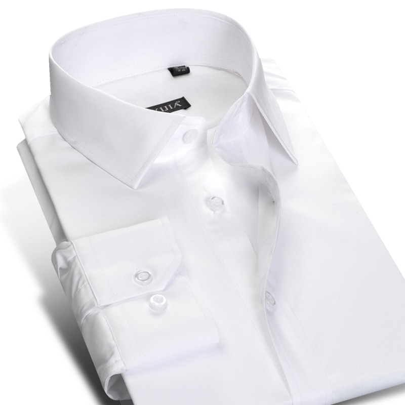 Mannen Standaard-Fit Rimpel-Bestendig Lange Mouw Overhemd Knop Sluiting Katoen Klassieke Formele Zakelijke Werk basic Shirts
