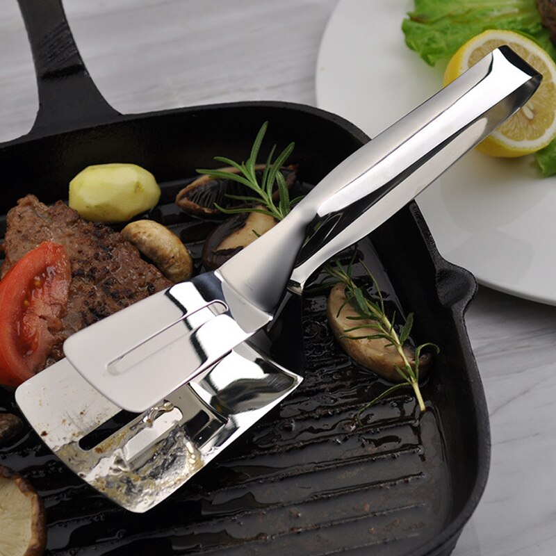 BBQ Schellen 304 edelstahl Steak Dreher Küche Braten Schaufeln Spachtel Lebensmittel Zange Brot Clip Feuerte BBQ Zubehör 10 zoll