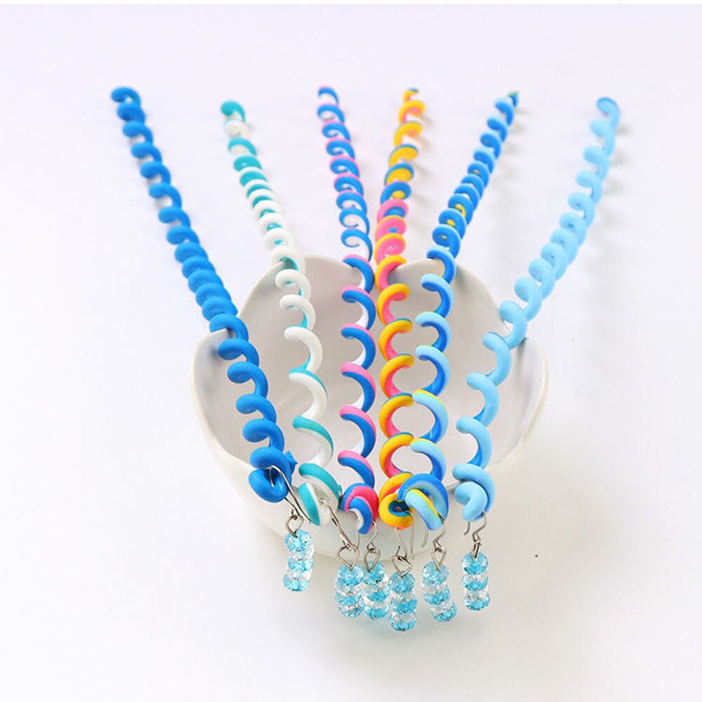 6PC Simple Colorful Beauty Elastic Girls Spiral Spin Hairpin Curler DIY Bands Rubber Band Kids Hair Accessories