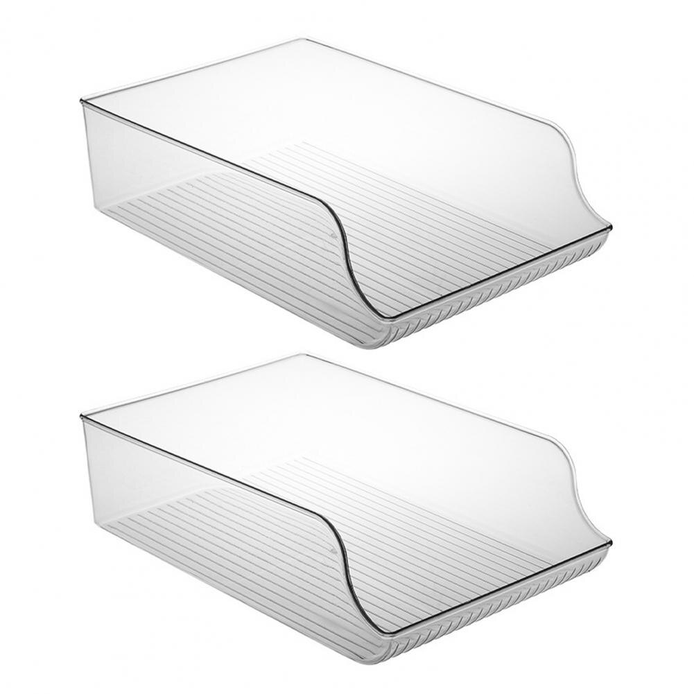 2Pcs Multifunctional Refrigerator Storage Box Transparent Plastic Arc DesignBeer Wine Bottle Storage Rack for Home