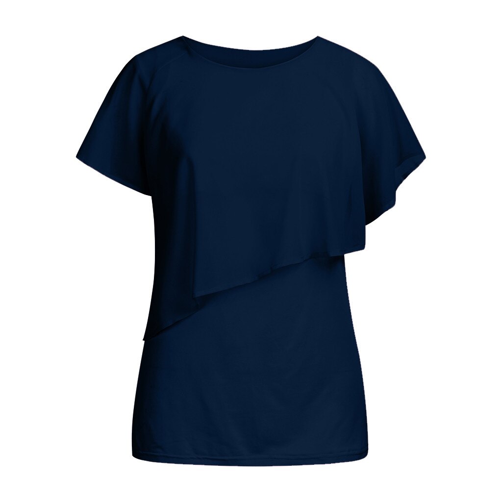 2022 nuova moda estiva maternità allattamento manica corta top solido allattamento al seno T-shirt vestiti in gravidanza vestiti di maternità: Blue   / XL