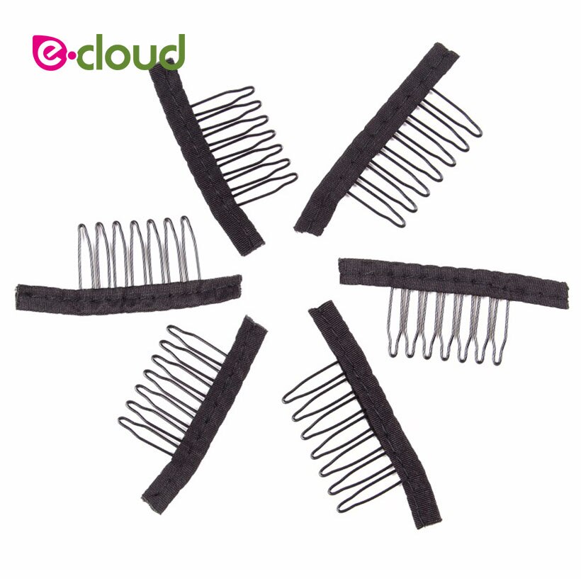 50Pcs-100 Stks/zak Zwart Kant Pruik Clips Staal Tand Polyester Duurzaam Doek Pruik Kammen Voor Haarstukje Caps Pruik accessoires Gereedschap