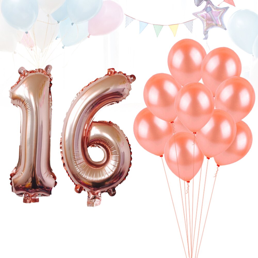 Party Ballonnen Set 32Inch Nummer 18 Aluminium Folie Metallic Mylar Ballon 12Inch Latex Ballonnen Decoratie