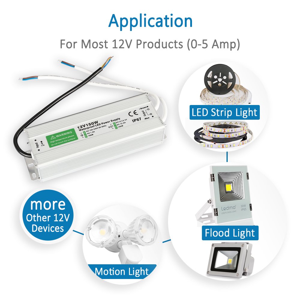 Ac 110v 220v til  dc 12v 24v vandtæt led driver 10w 20w 30w 50w 60w 100w 150w ip67 led strømadapter til udendørs brug