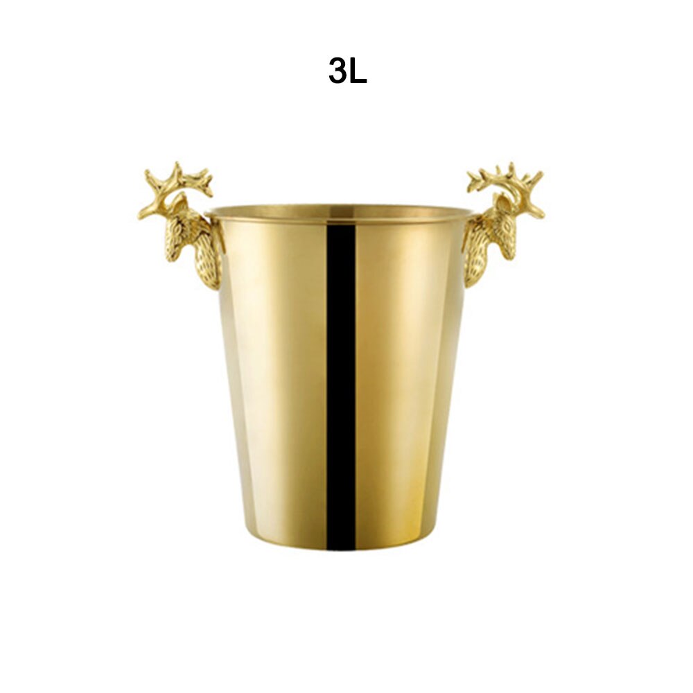 Deer Head Ice Bucket European Retro Stainless Steel Electroplating Wine Ice Bucket Bar Bartender Tools Gadgets Ornaments: D 3L