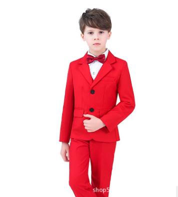 Blazer rouge pour garçons, costume de mariage, de bal, de smoking, pour enfants,: 4pcs / 6T