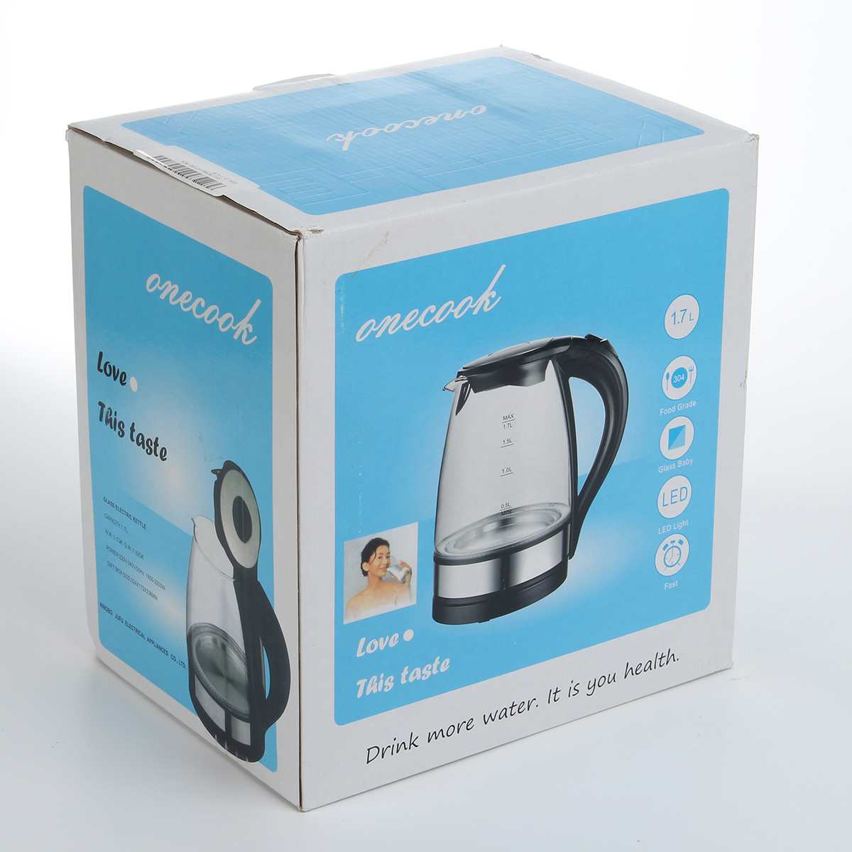 LED Illuminated Glass Electric Water Kettle Off Automatically Anti Electric Water Smart Kettle Kitchen Appliances 1.7L