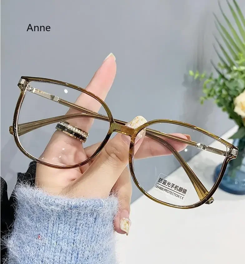 Anti-Blue Light Reading Glasses Women Large Frame Cat Eye Glitter Presbyopic Eyeglasses Men Optical Eyewear 0+400: green / +200