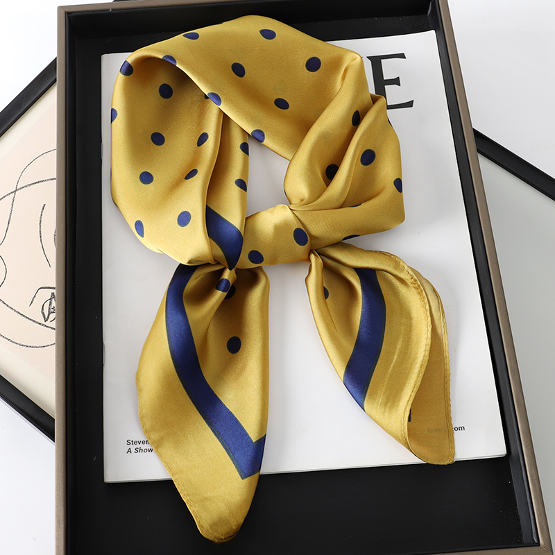 Bufanda de lunares para el pelo para mujer, pañuelos cuadrados de seda para la cabeza, Bandana, Foulard de , chales, pañuelo para el cuello para mujer de verano
