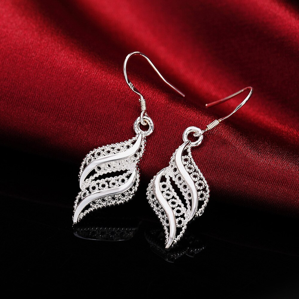 Neue 925 Sterling Silber Schmuck setzt für frauen feine retro blätter halskette ohrringe hochzeit partei braut schmuck