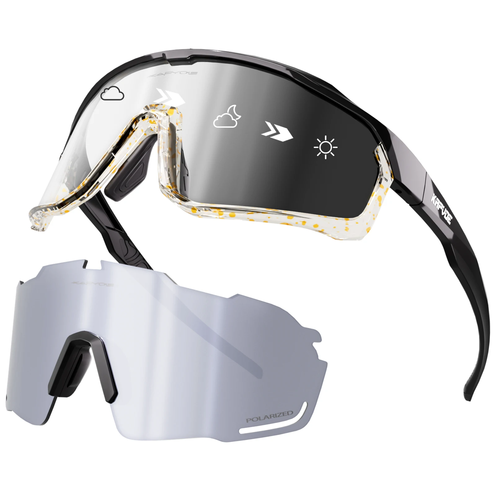 Kapvoe fotokromatiska cykelsolglasögon för män cykelglasögon herr mtb mountainbike cykelglasögon glasögon kvinnor sport  uv400: Blå