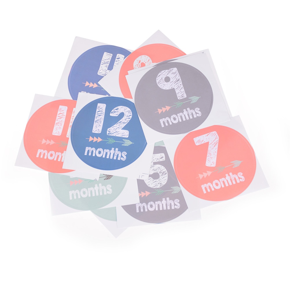 12pcs/set Month 1-12 Milestone Stickers Great Shower Or DIY Scrapbook Photo Toys Baby Monthly Photograph Stickers
