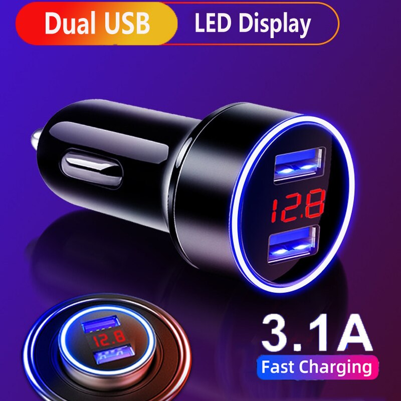 Caricabatteria da auto doppio USB Display a LED adattatore di ricarica per Huawei Y7P Y8P Y6P Y5P P Smart 2021 Honor 10X 9X 20 30 Lite caricabatterie USB