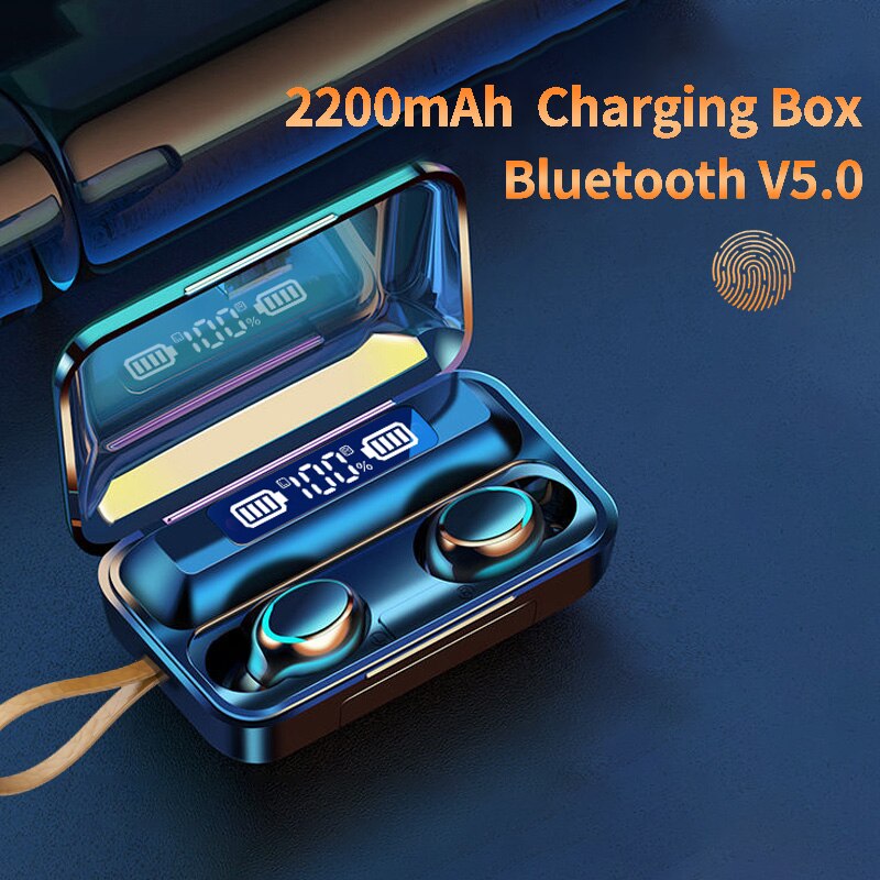 Headphones TWS 5.0 Earphones Wireless Bluetooth 2200mAh 9D Stereo Sports Waterproof Earbuds with Mic and Charging Box Earphone