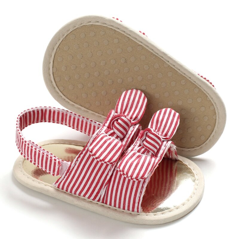 Baby Shoes Summer Girls Sandals Girls Shoes Non-slip Newborn Bownot Striped Girls Sandals Beach Plaid Princess Shoes #11