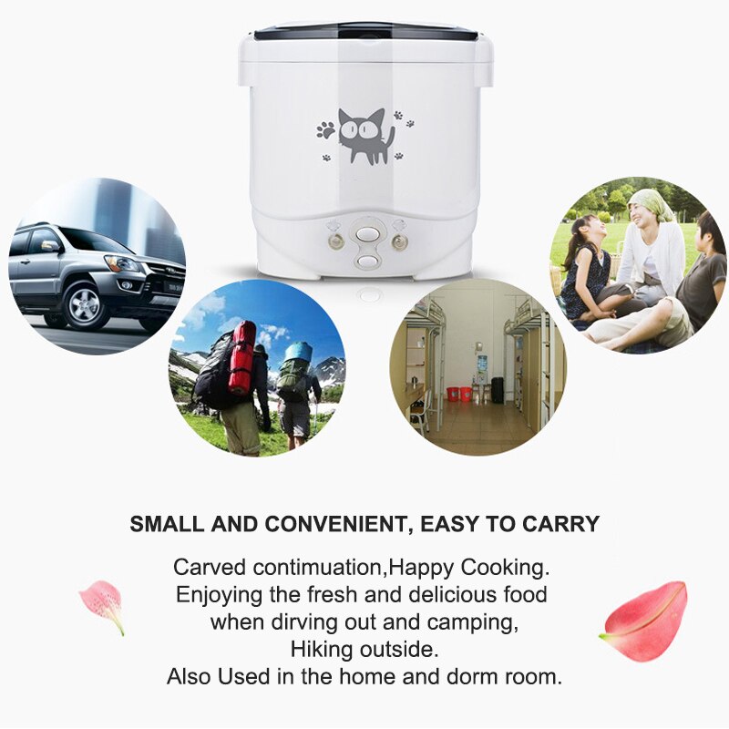 Haus/Auto Mini Reiskocher 1L Elektrische Wasser Heizung Maschine Mittagessen Kasten Wärmer 2 Personen für Heimat Auto SUV Lkw