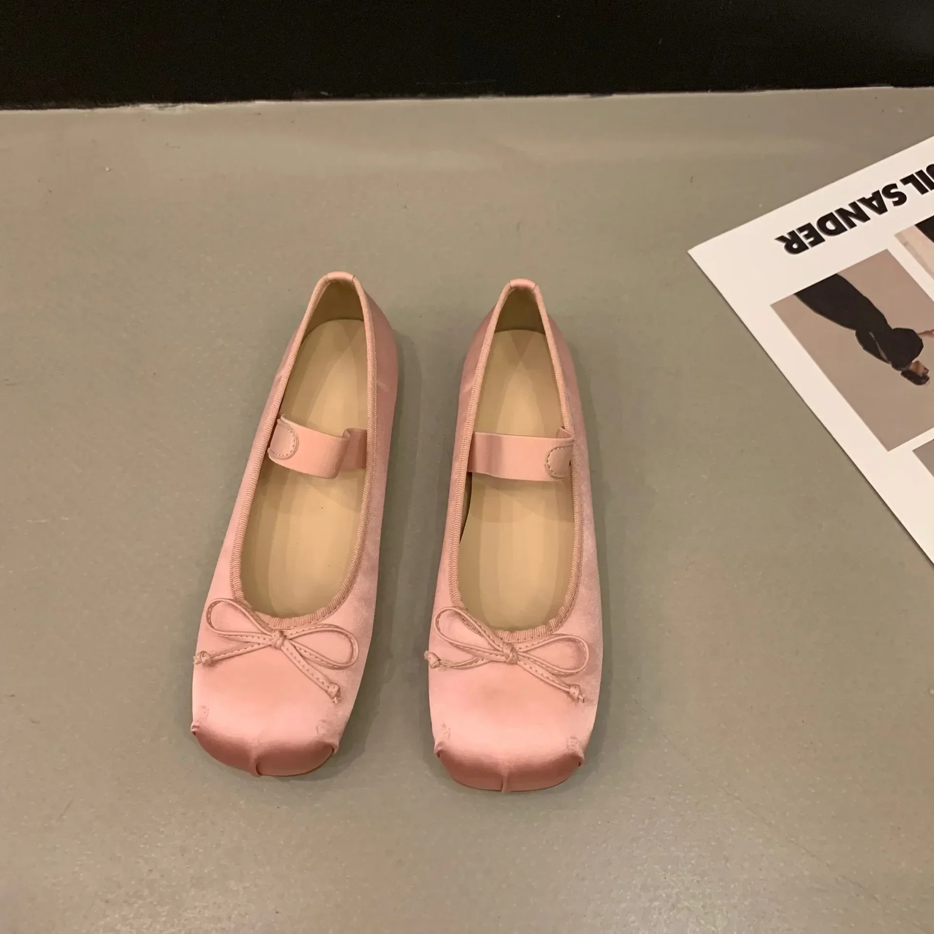 2025 Nuova Primavera Estate Ballerine Piatte Scarpe da Donna Retro Raso Mary Jane Scarpe Ballerine Donna Zapatos Mujer YIKESHASHA: Colore rosa / 35