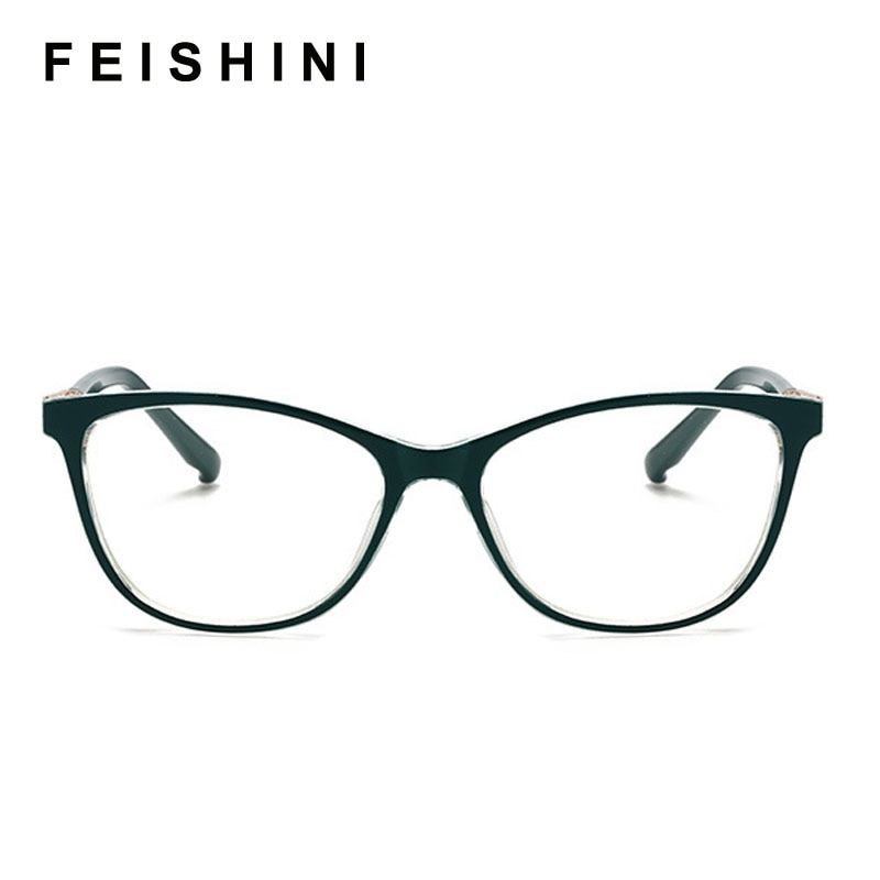 Feishini plast computer briller kvinder cat eye retro stråler stråling gamin briller rammer anti blå lys briller optiske damer