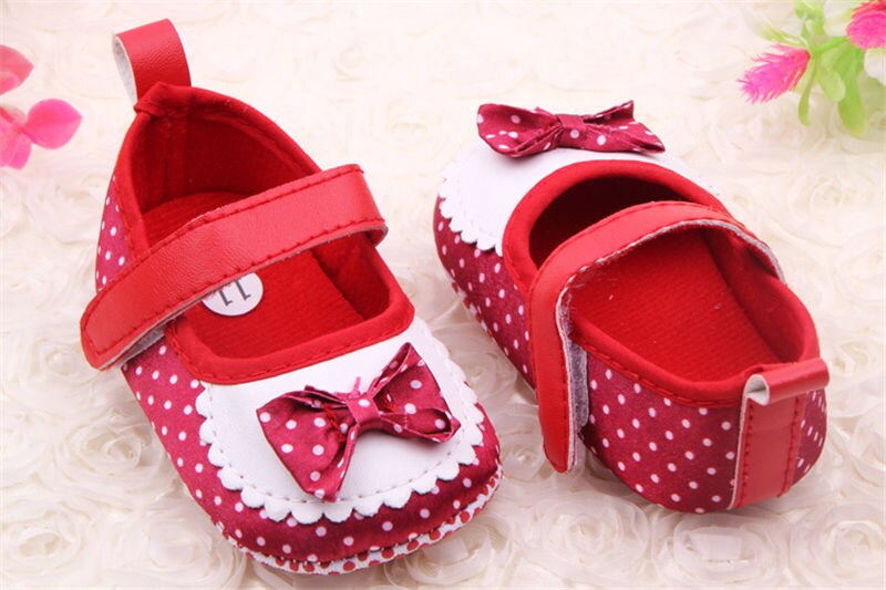 Baby sko nyfødte piger sko læder spædbørn prewalker sko 0-18 måneder: Rød / 0-6 måneder
