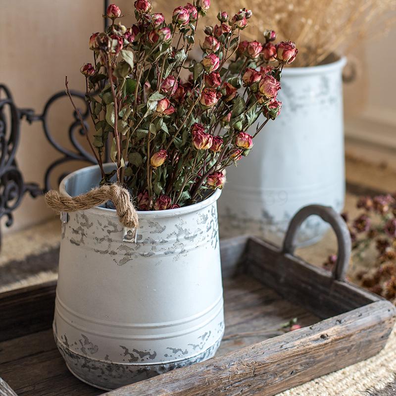 Vintage oude ijzeren emmer emmer bloem emmer bloempot vaas decoratie ornamenten kruidenierswinkel tuin