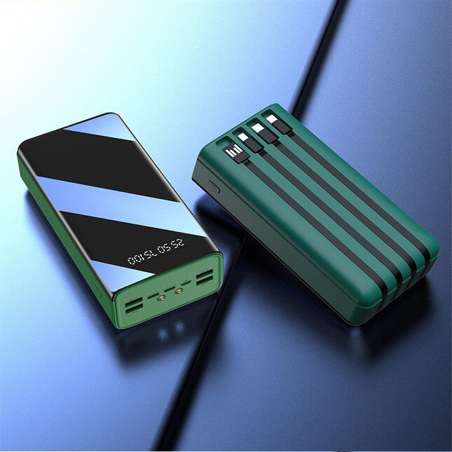 100% 100000mAh TypeC Micro USB Fast Charging Powerbank LED Display Portable External Battery Charger For phone tablet: 100000mAh green