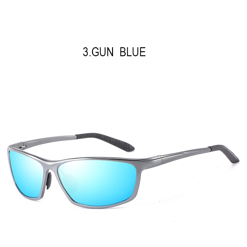 SHARK ZEIL Mens Gepolariseerde Zonnebril voor Sport Outdoor Rijden Zonnebril Mannen Metalen Frame Zonnebril gafas de sol hombre: 3.GUN  BLUE