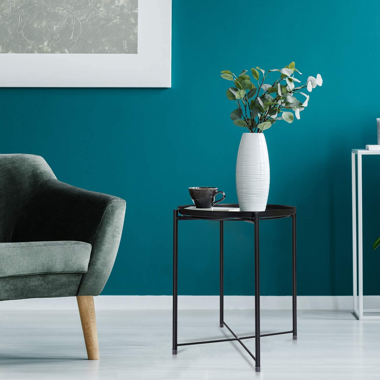 Round side table, Scandinavian , sofa table, side table with removable tray, coffee table in modern