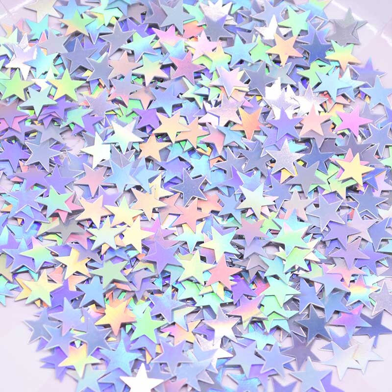15g/bag 6mm/10mm Acrylic Stars Table Confetti Sprinkles for Wedding Birthday Party Decoration Confetti Nail Art Craft Supplies: laser / 10mm
